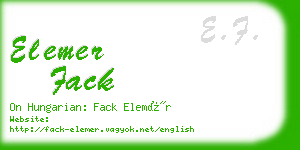 elemer fack business card